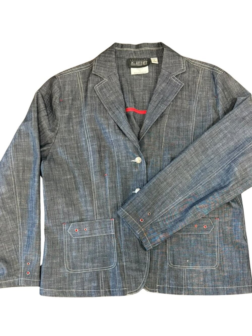 Collection Miss Alliage 2-Pc Denim Suit Set Blazer Wide Leg Pants size 18 - Picture 8 of 16